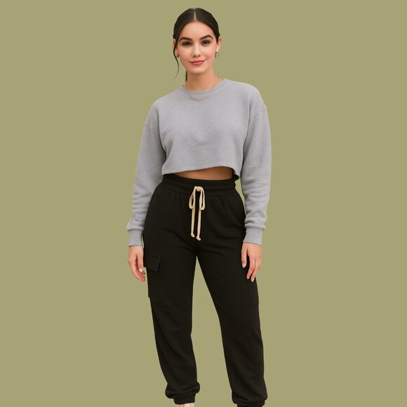 Theo & Spence Black Cargo Jogger Sweatpants | Women’s Size M - Picture 1 of 8